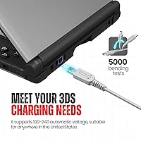 Vista 4 de TNP - Cargador 3DS, adaptador de corriente alterna, fuente de alimentación, cable de carga de batería de viaje, kit de accesorios de repuesto