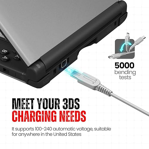 Miniatura 4 de TNP - Cargador 3DS, adaptador de corriente alterna, fuente de alimentación, cable de carga de batería de viaje, kit de accesorios de repuesto para