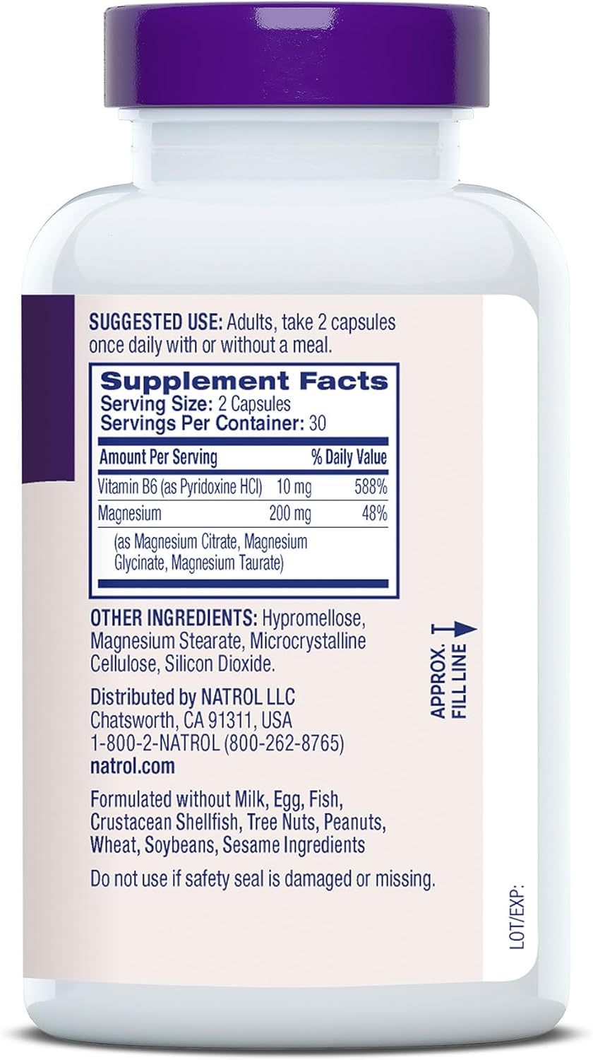 Natrol Triple Magnesium Complex Supplement, Glycinate, Citrate & Taurate 200mg High Absorption, Support Whole Body Wellness, 60 Capsules - Image 8