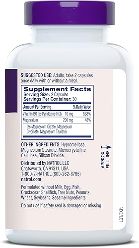 Miniatura 8 de Natrol Suplemento triple complejo de magnesio, glicinato, citrato y taurato de 200 mg de alta absorción, apoya el bienestar de todo el cuerpo, 60