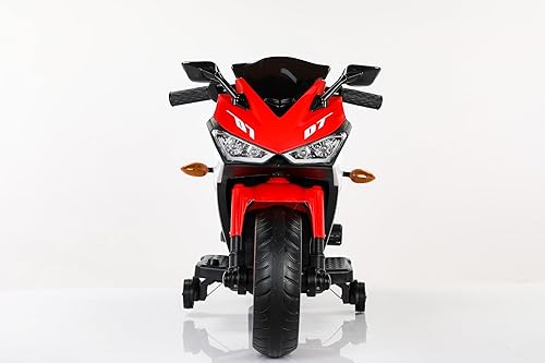 Miniatura 9 de MEGHNA Motocicleta eléctrica para niños con rueda de entrenamiento de 12 V, funciona con pilas eléctricas para niños de 3 a 8 años con luz LED,