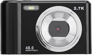 2.7K Digital Camera, 8X Digital Zoom 48MP Vlog Camera, 2.4 Inch Screen, Built in Fill Light, Support USB Data Transmission, Autofocus, Compact Travel Video Camera (Black)