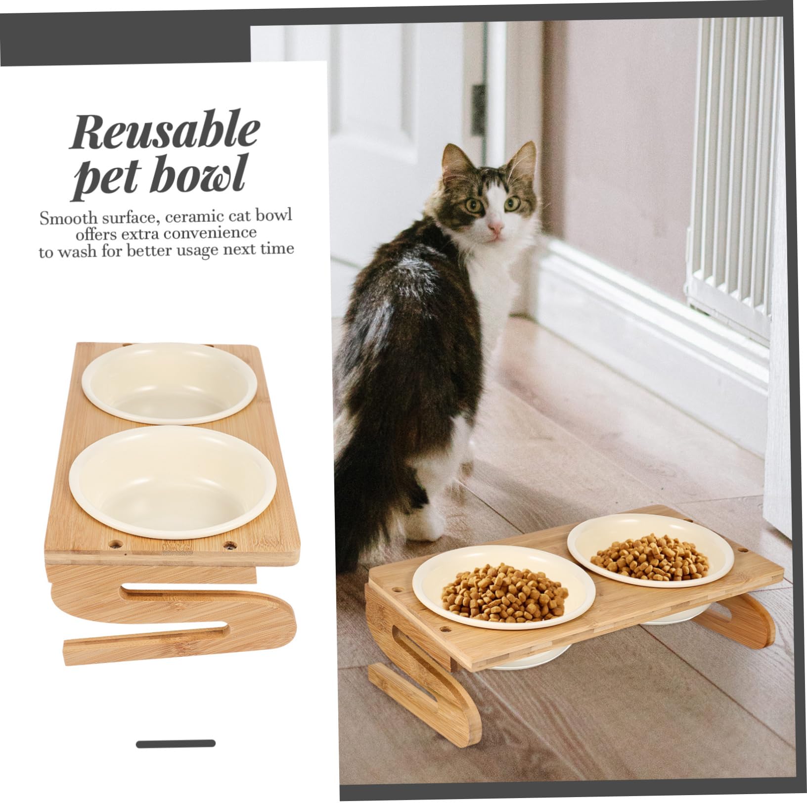 POPETPOP Ciotole per Gatti Rialzate in Ceramica Ciotola Antiscivolo per Cani Accessorio per Alimentazione Animale Domestico Facile da Pulire e Resistente