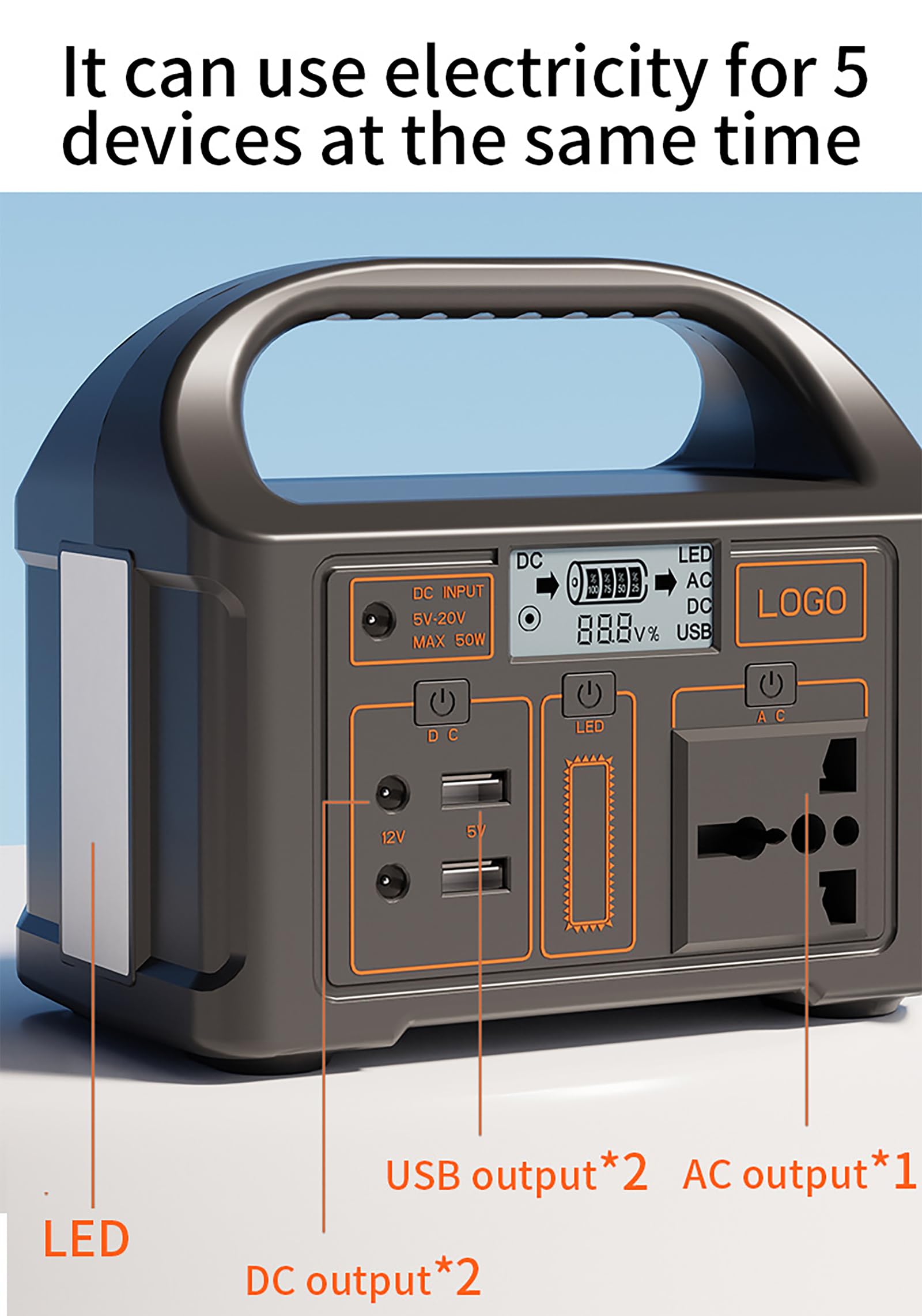 Centrale électrique Portable 100 W, Batterie de Secours au Lithium 76,8 Wh, générateur Solaire (Panneau Solaire Non Inclus), Prise Secteur à Onde sinusoïdale Pure 110 V/220 V pour