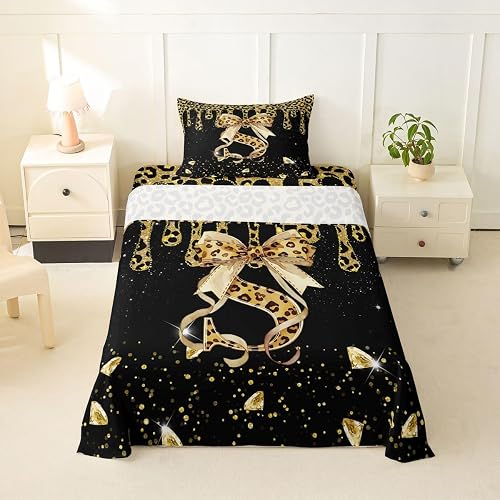Feelyou Golden Leopard Bow S Bed Sheets Set Twin Size