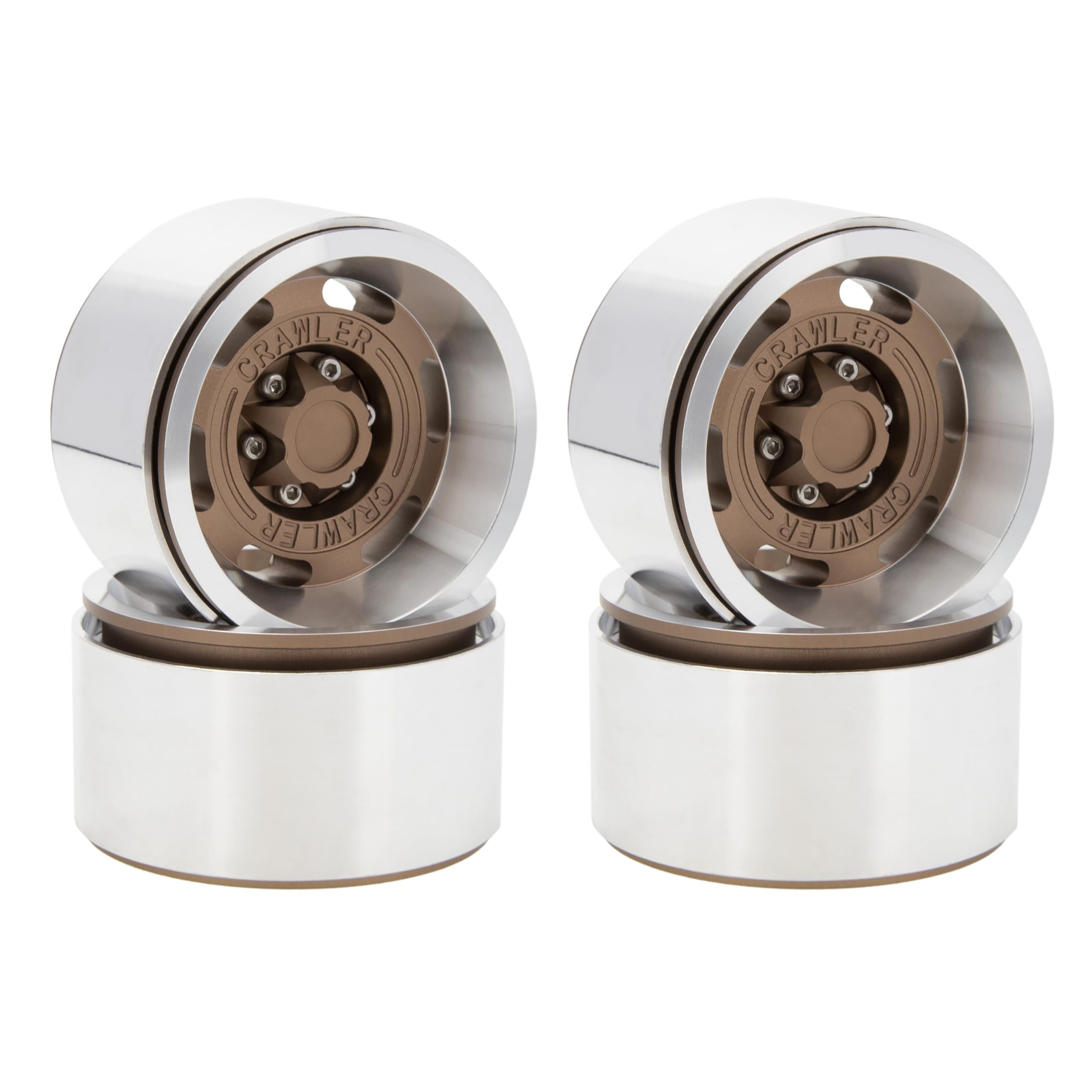 MEUS RACING 4pcs 1.9 Beadlock Wheels Rims Deep-Dish Wheel for Axial SCX10 Traxxas TRX4 Vanquish VS4-10 Redcat Gen8 1/10 RC Crawler (Coffee)