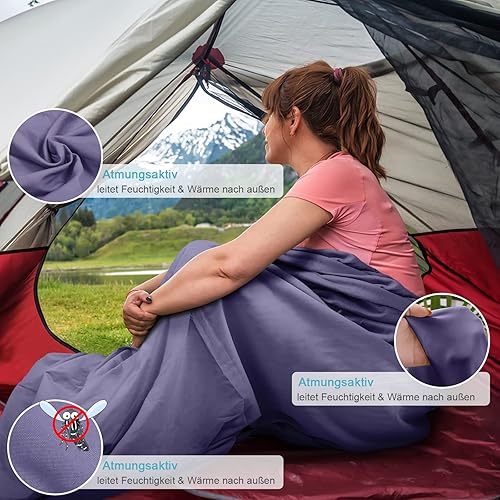 Miniatura 5 de LSTRAGY Forro para saco de dormir, saco de dormir para adultos y sábanas de viaje, ligero, individual y portátil, ideal para viajes, albergues y