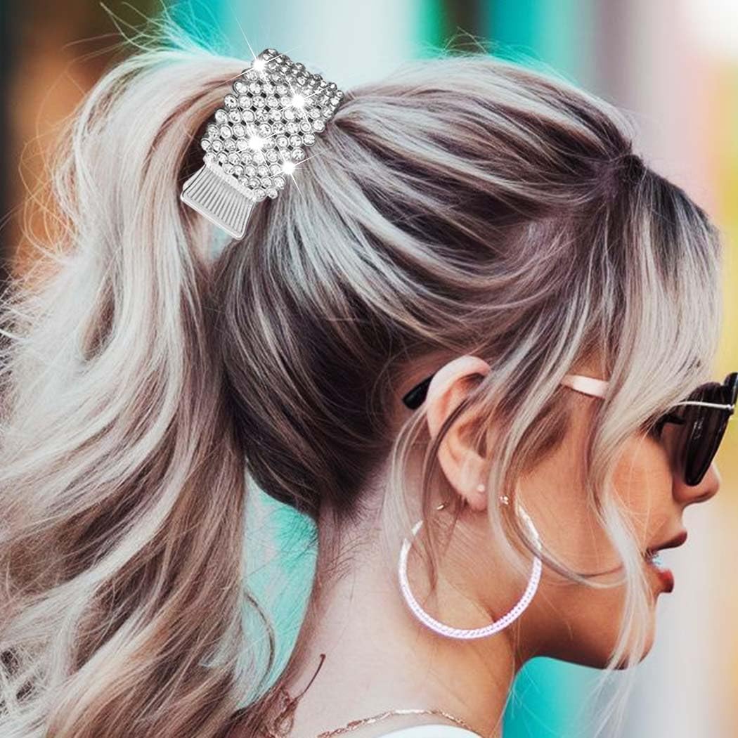 Gortin High Ponytail Claw Clips Rhinestones Metal Hair Clips Small Hair Jaw Clamps Hair Accessories for Women image 3