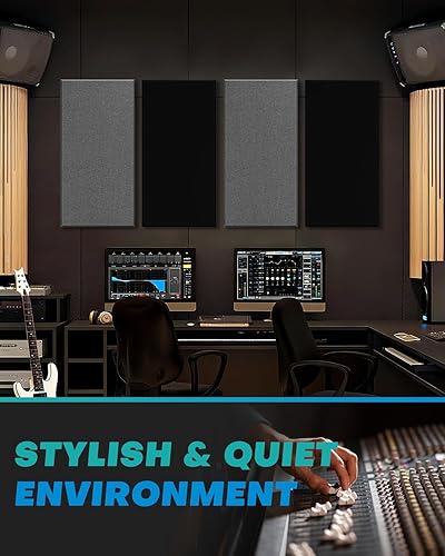 Miniatura 4 de Paquete de 4 paneles acústicos de fibra de vidrio, paneles de espuma autoadhesivos a prueba de sonido para paredes, paneles de amortiguación de