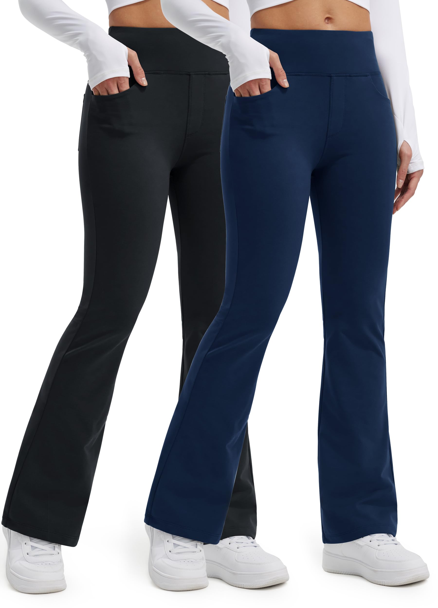 Libin Mujer Térmicos Leggings Deporte Chandal Pantalone,Marino 2er,XL | Tiro alto Impermeables para Invierno de Senderismo Trekking Deporte Travel Yoga Bootcut Pantalone con Bolsillos