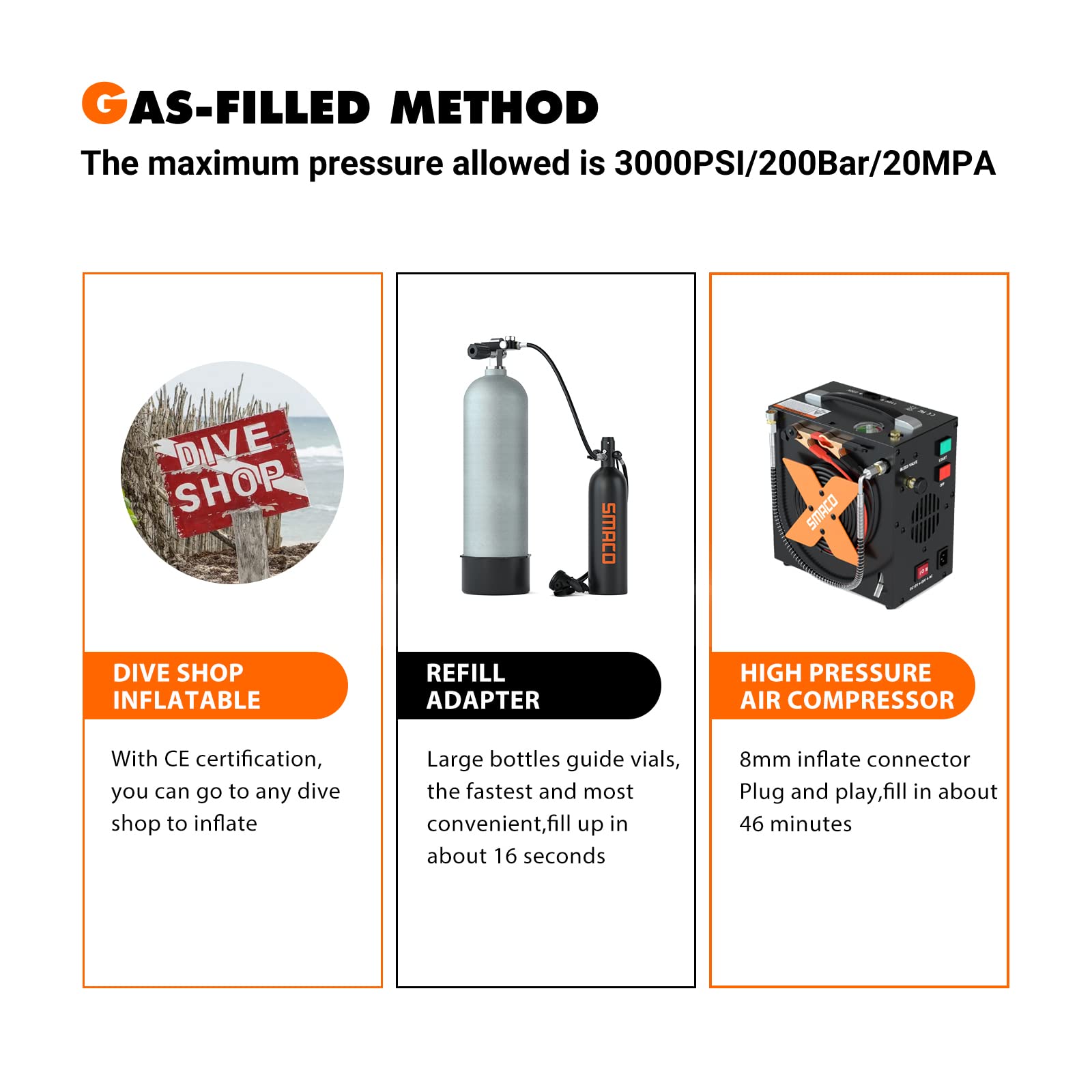 SMACO S700 Plus Mini Tauchflasche 2L Sauerstoffflasche Tauchen Klein Taucherflasche für Unterwasseratmung Tragbare Tauchen Sauerstofftank Lung Air Tank für Notfallrettung Bootsreinigung