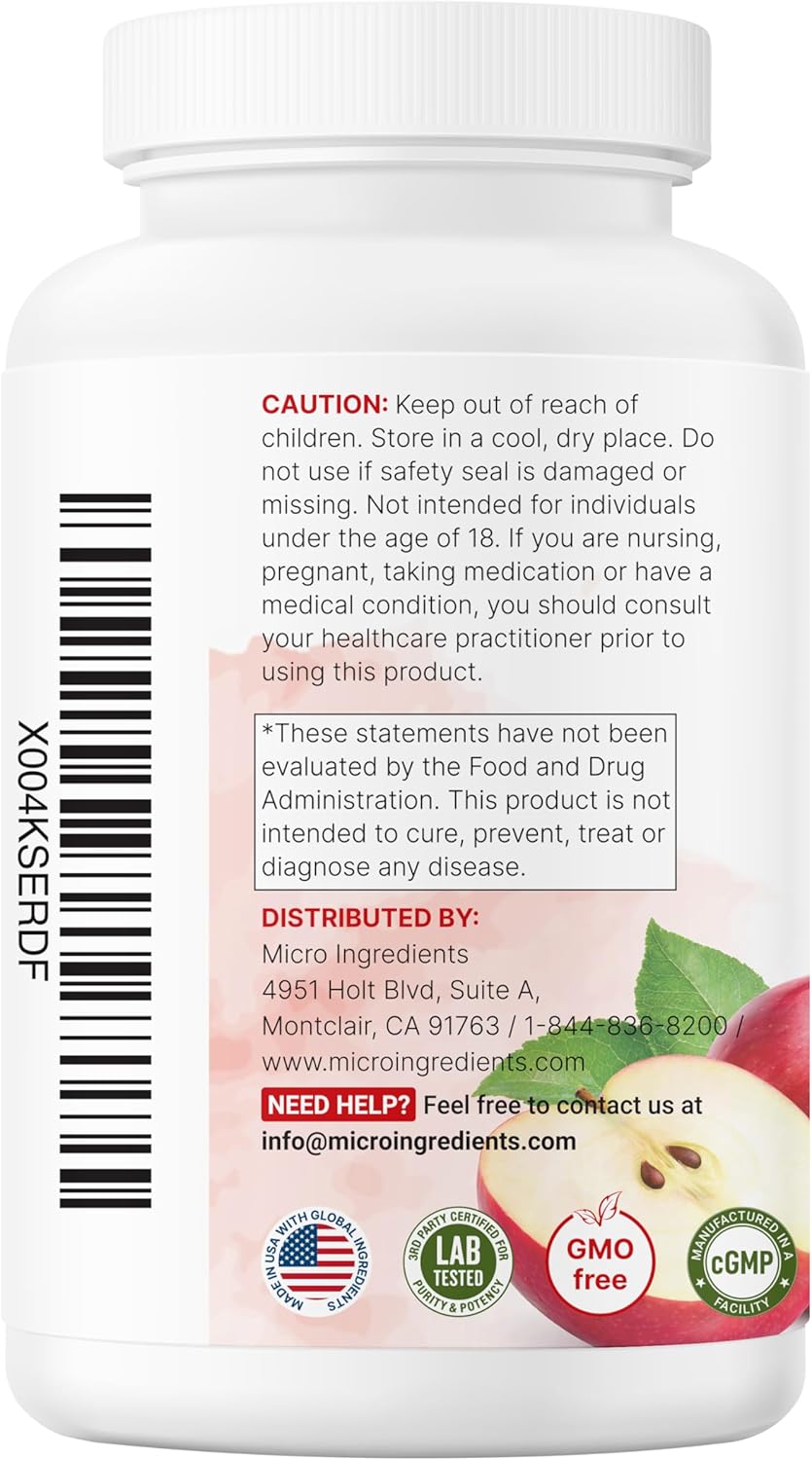 Micro Ingredients Apple Cider Vinegar Capsules | 4,800mg Per Serving, 300 Counts | 4-in-1 ACV Complex with The Mother | Ceylon Cinnamon, Cayenne Pepper & More | Immune, Digestion & Appetite Support - Image 7