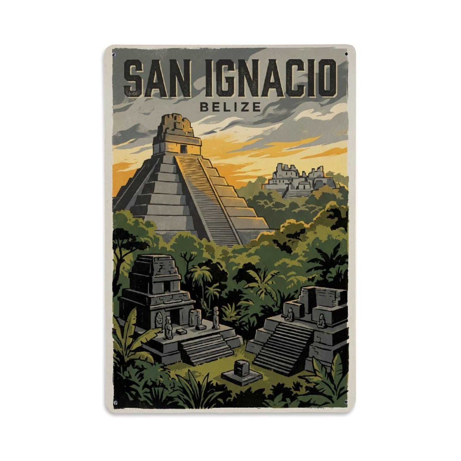 Belize San Ignacio Vintage Travel Metal Tin Sign