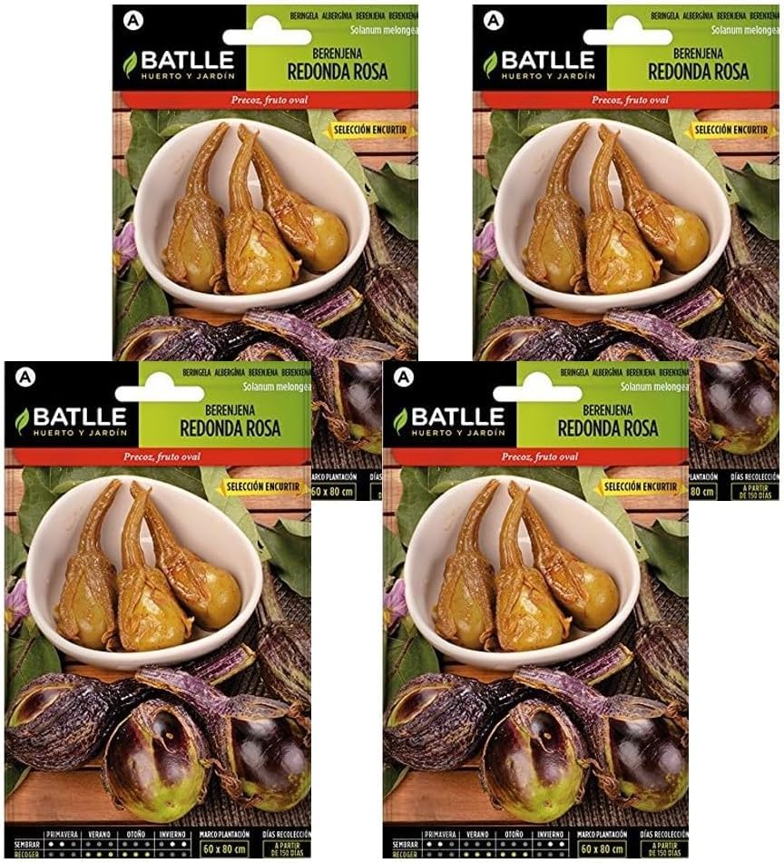 Pack 4 Semillas de berenjena redonda rosa de encurtir en sobre de Semillas Batlle