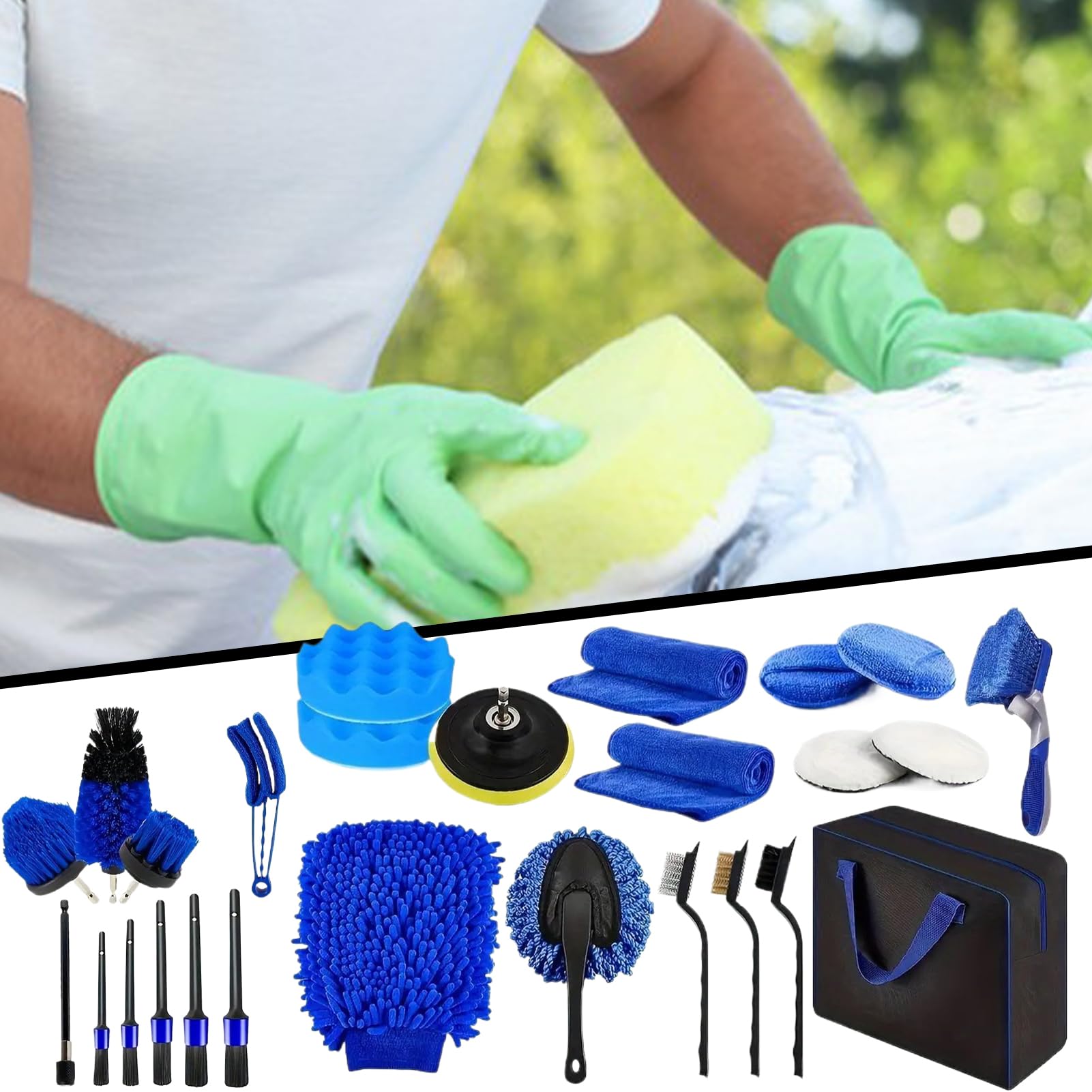 Prodotti Per Pulizia Auto, Set Pulitore Polvere per Autoveicoli, Kit Multiuso Lavaggio Interno Esterno Per Garage Casa Viaggi