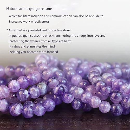 Miniatura 4 de DAZCOLO - Pulsera elástica de 8 mm de piedras preciosas naturales, pulseras de cristal unisex hechas a mano para meditación, yoga, sanación