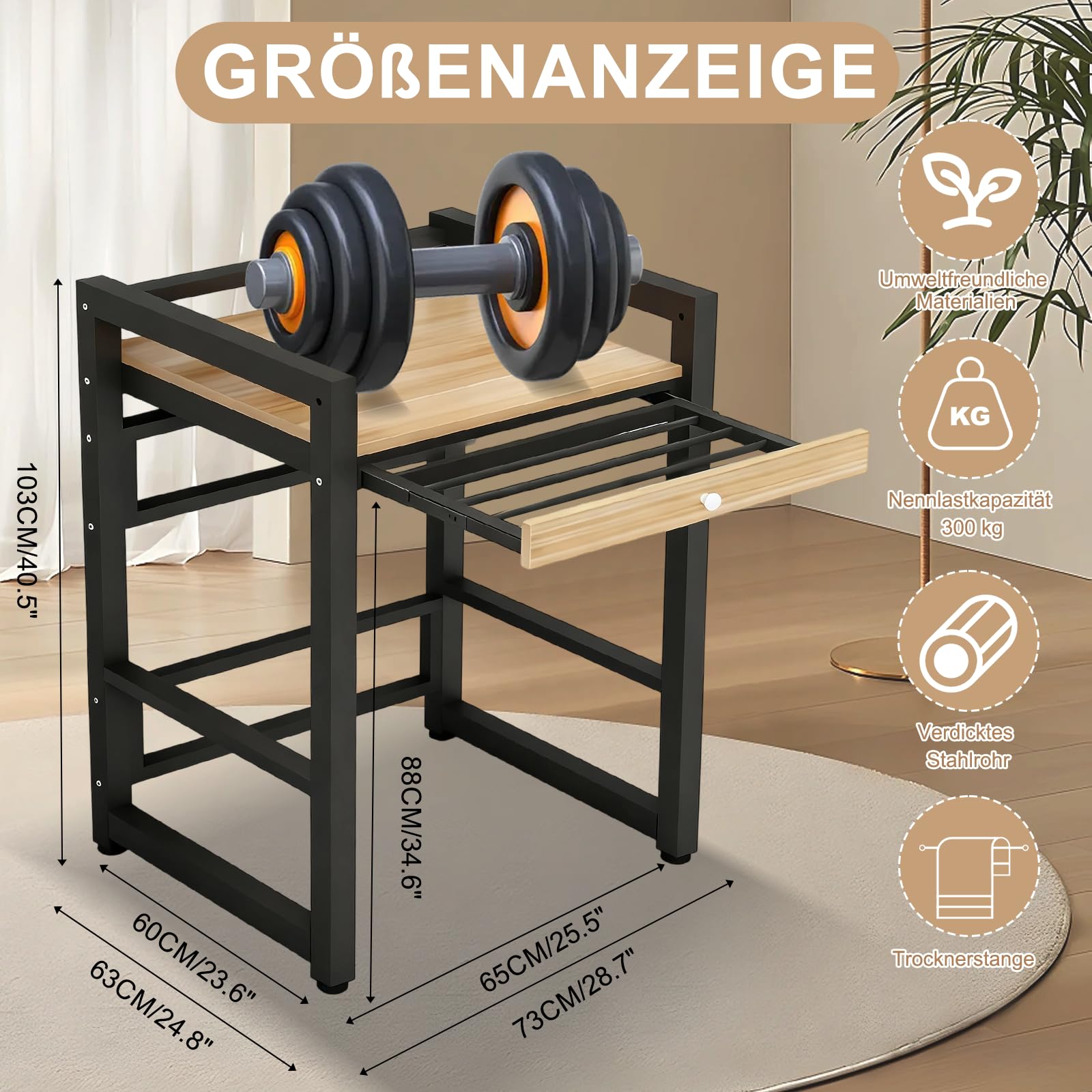 Lagerregal üBer Der Trommel Mit Stapelbaren Waschmaschine Und Trockner Racks-Portable WäScherei Racks bis Zu 300kg für üBer-Maschine Lagerung-mit Trocknungsstab (Schwarz)