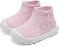 Sapatos de caminhada para bebês, meninos, meninas, antiderrapantes, para uso interno, respirável, quente, elástico, com sola de memória, protege os dedos dos pés e atividades ao ar livre