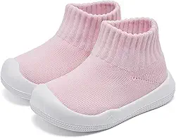 Sapatos de caminhada para bebês, meninos, meninas, antiderrapantes, para uso interno, respirável, quente, elástico, com sola de memória, protege os dedos dos pés e atividades ao ar livre