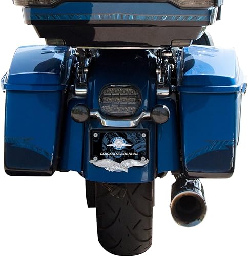 Miniatura 4 de United Pacific 50124 Marco de matrícula de motocicleta de águila fundido a presión de zinc cromado, una unidad