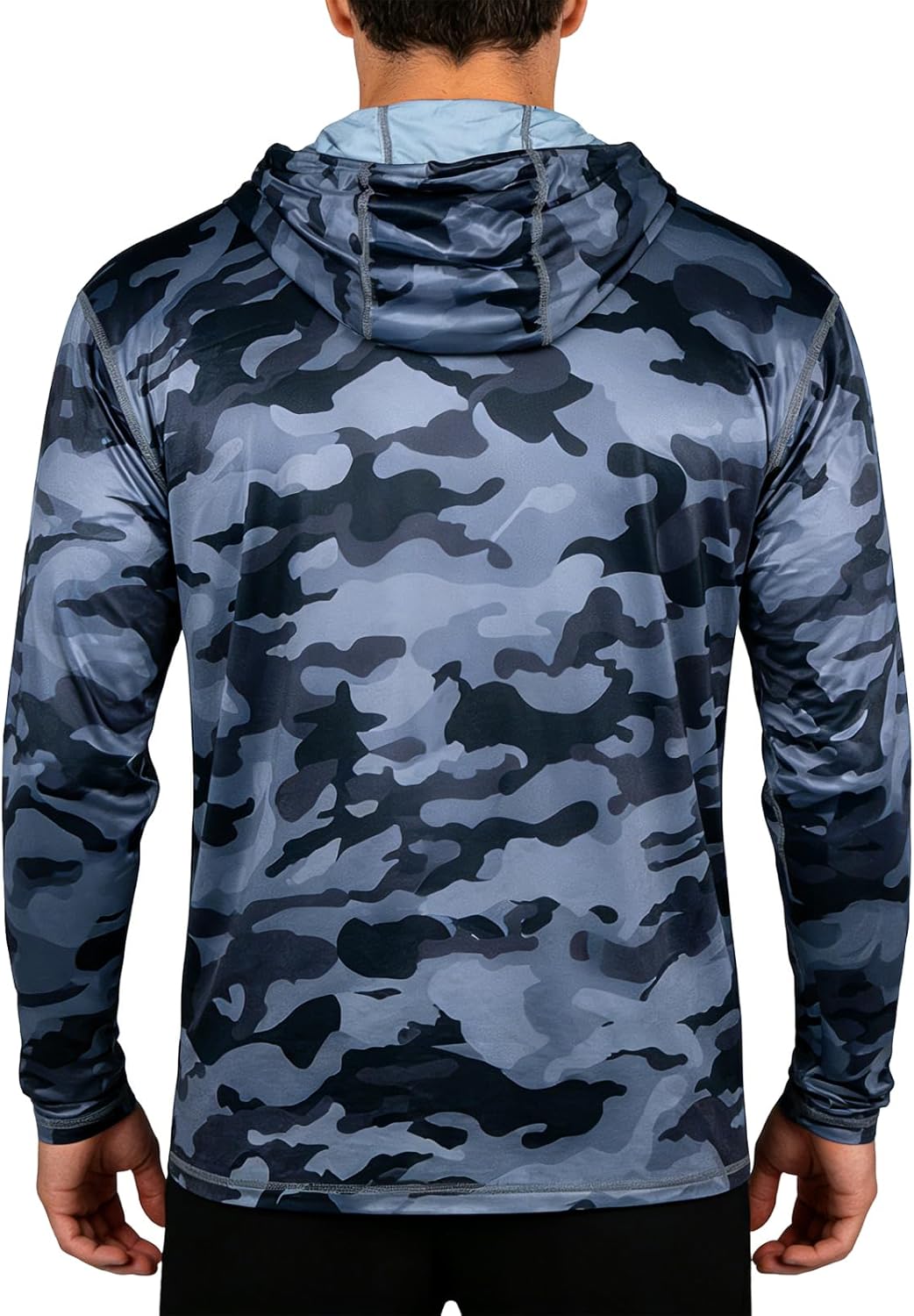 Men's Fishing Shirt with Hood,UPF 50+ Sun Protection Hoodie Camo Long Sleeve Shirts High Visibility Safety T Shirt