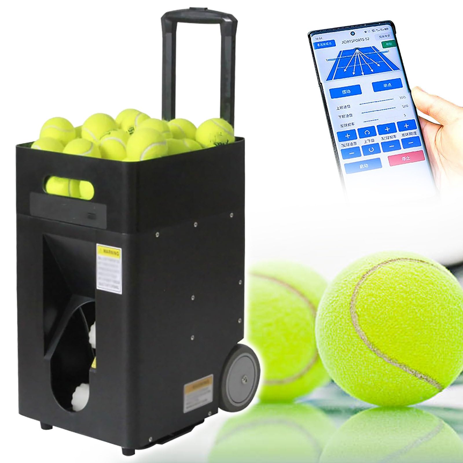 Macchina Automatica Intelligente per Il Lancio di Palline da Tennis, Macchina per Il Lancio di Palline da Tennis con App/Telecomando, Lanciatore di Palline da Tennis per l'allenamento del Tennis, ma