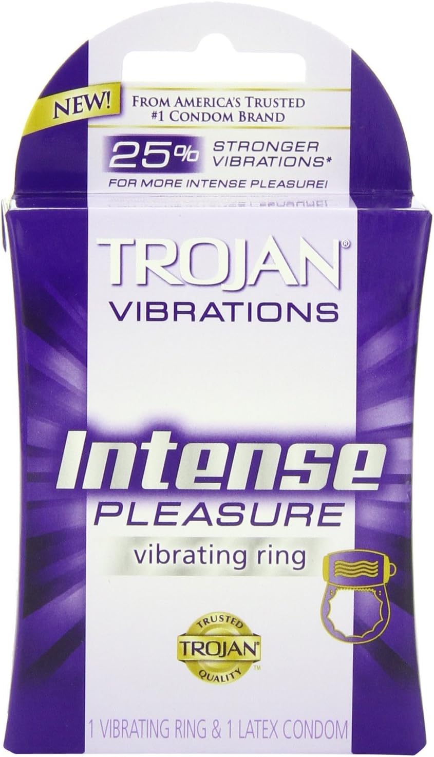 Gift Set Of Trojan Multi Speed Vibrating Ring And one package of Trojan Fire and Ice 3 condoms total in package