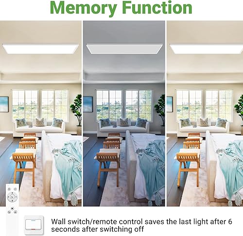 Miniatura 5 de zemty Luz LED de panel plano con control remoto de 31.4 x 9.8 pulgadas, 35 W, 4000 lúmenes, 3000 K-6000 K, temperatura de color ajustable, lámpara