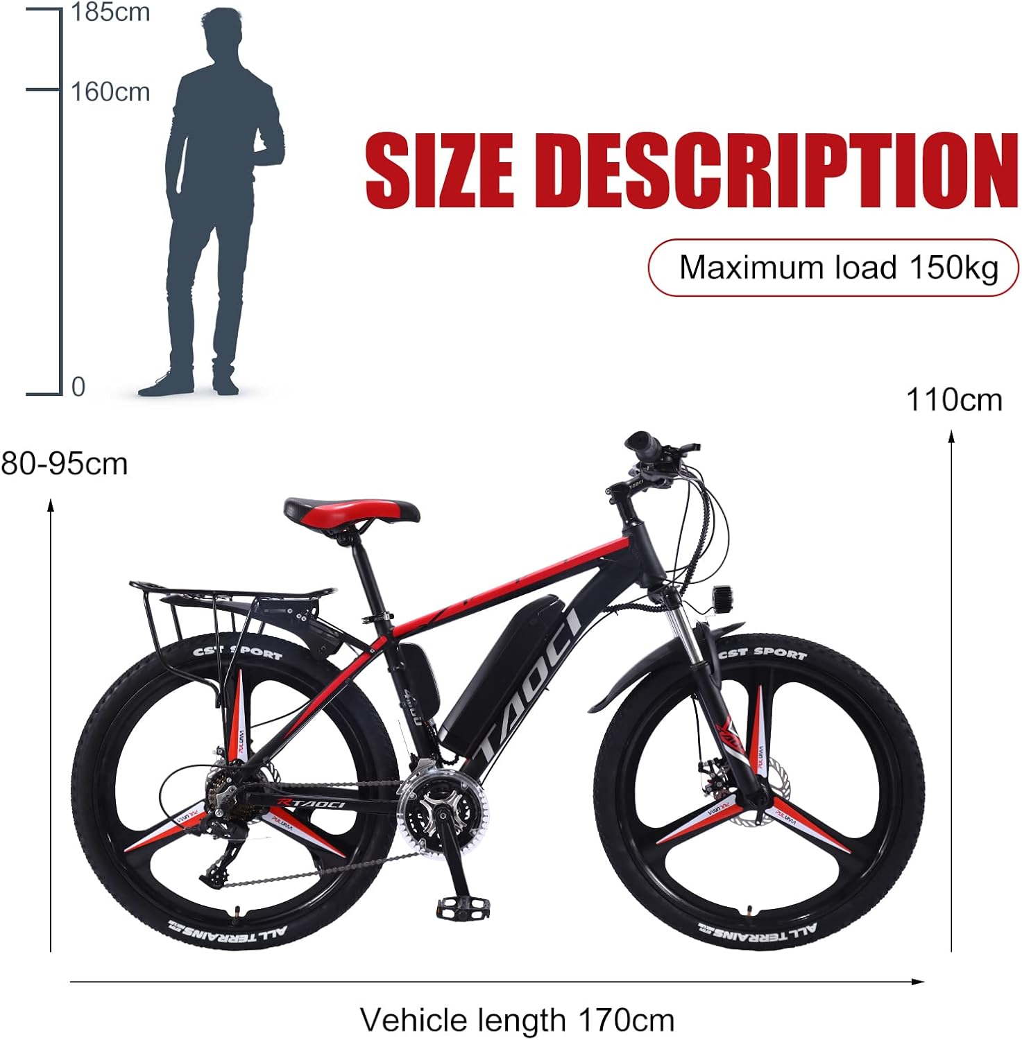 Size description image showing maximum load and vehicle length