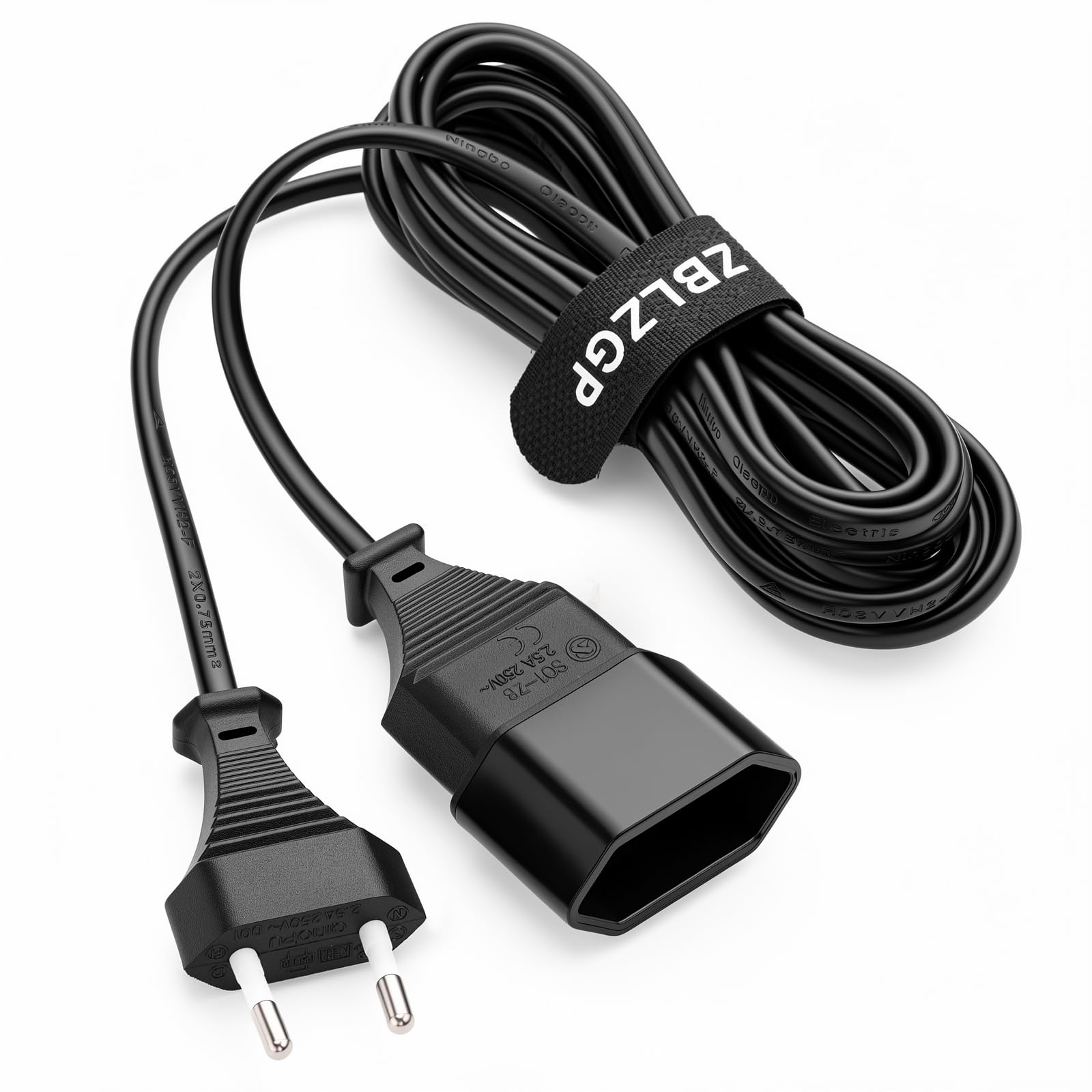 Cavo di prolunga di alimentazione UE a 2 poli europeo da maschio a femmina, cavo di prolunga per porta di alimentazione, cavo di prolunga per TV PS3 PS4 PS5 stampante monitor (da dritto a