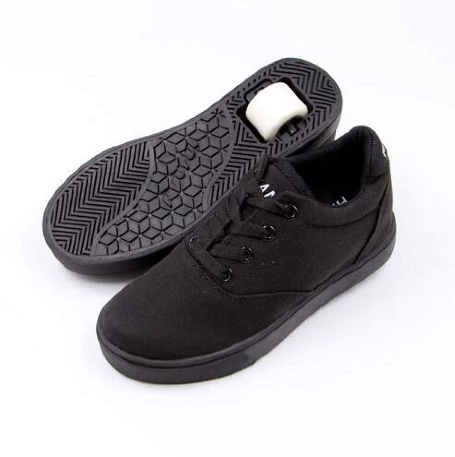 qmj Zapatillas Ruedas Zapatos De Lona con Rueda Zapatillas para Skateboard Calzado Deportivo Al Aire Libre,Black-EU39