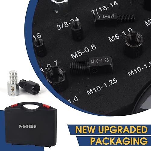 Miniatura 3 de Comprobador de roscas de tuerca y perno  26 unidades (14 pulgadas y 12 métricas) montados individualmente, calibradores de rosca, caja compacta de