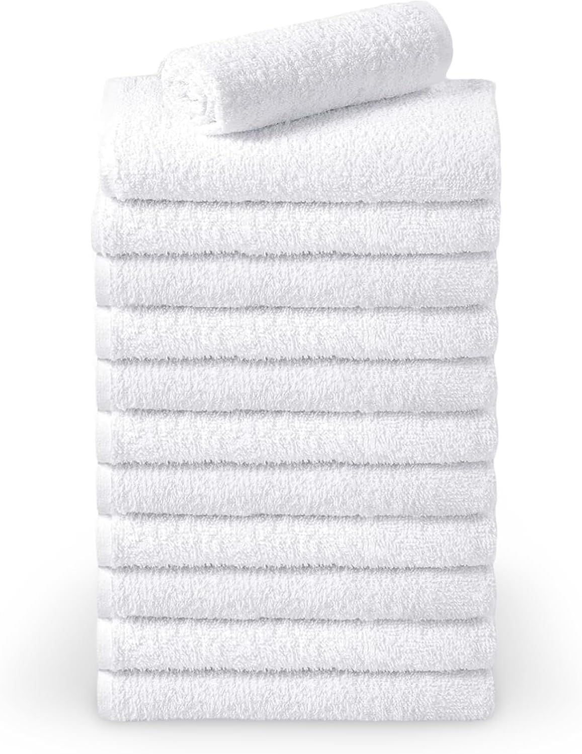 Multi-Purpose Towels - High Capacity 12 Pack, 100% Cotton - Ultra Soft, Super Absorbent, and Quick-Dry for Spa, Hotels, Sports, Workouts, Yoga & Zumba. Size 16"x27" Made in VietNam (White)