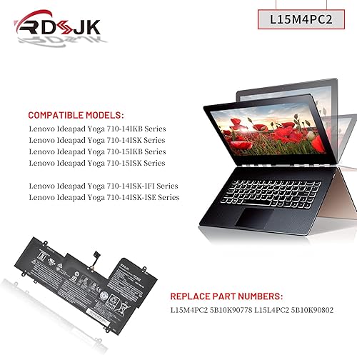 Miniatura 3 de L15M4PC2 L15L4PC2 - Batería para portátil Lenovo Ideapad Yoga 710 14 15 710-14ISK 710-14IKB 710-15IKB 710-151KB 710-15ISK 710-14ISK-IFI