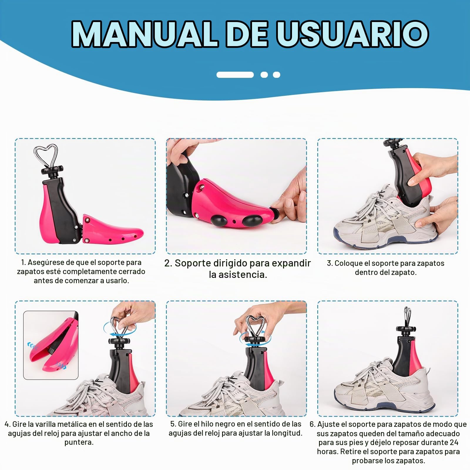 2 hormas para zapatos para hombre y mujer, 4 vías, con ancho y longitud ajustables, ancho para zapatos demasiado ajustados, zapatillas de deporte, botines, zapatos de senderismo