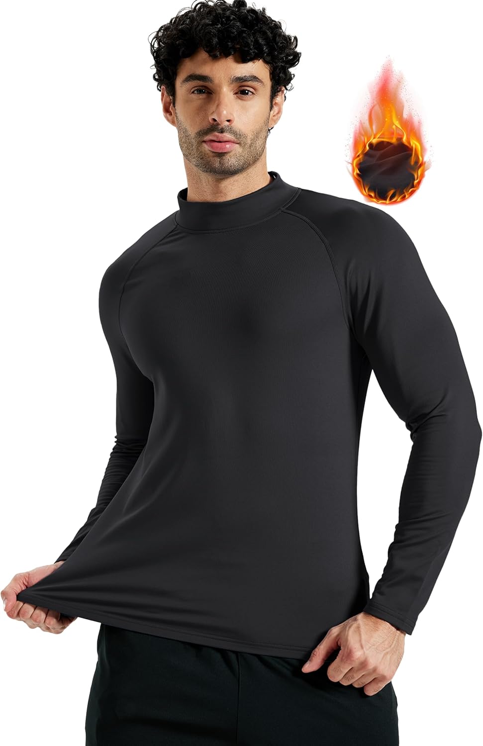 Mens Thermal Shirt Mock Turtle Neck Fleece Lined Base Layer Cold Weather Long Sleeve Undershirt Winter Underwear Tops - Image 2