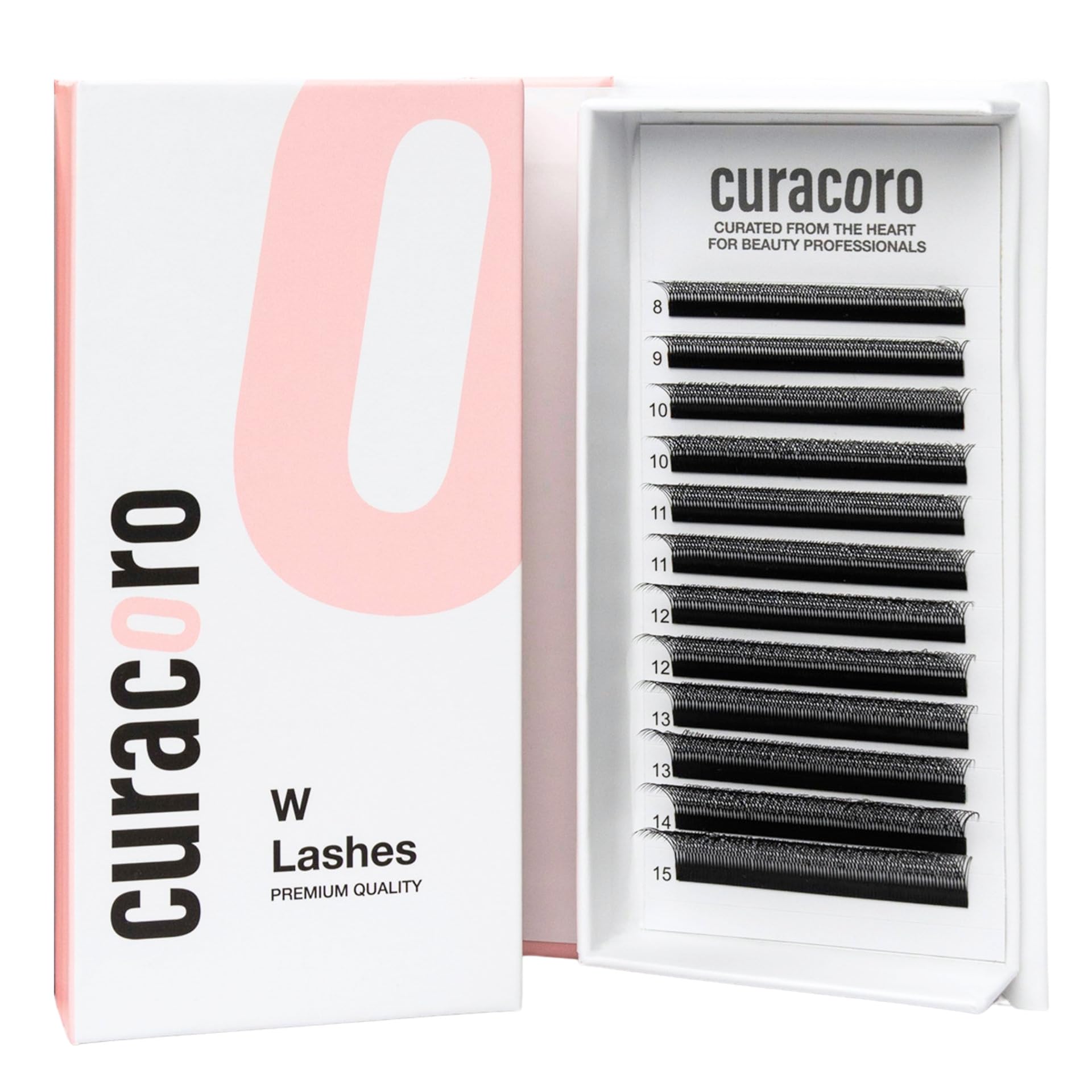 Curacoro W Eyelashes Extensions - 3D Handmade Volume Eyelashes, 0.05 D Curl 12mm Length, Full Fluffy Volume Look, Long Lasting & Easy Application