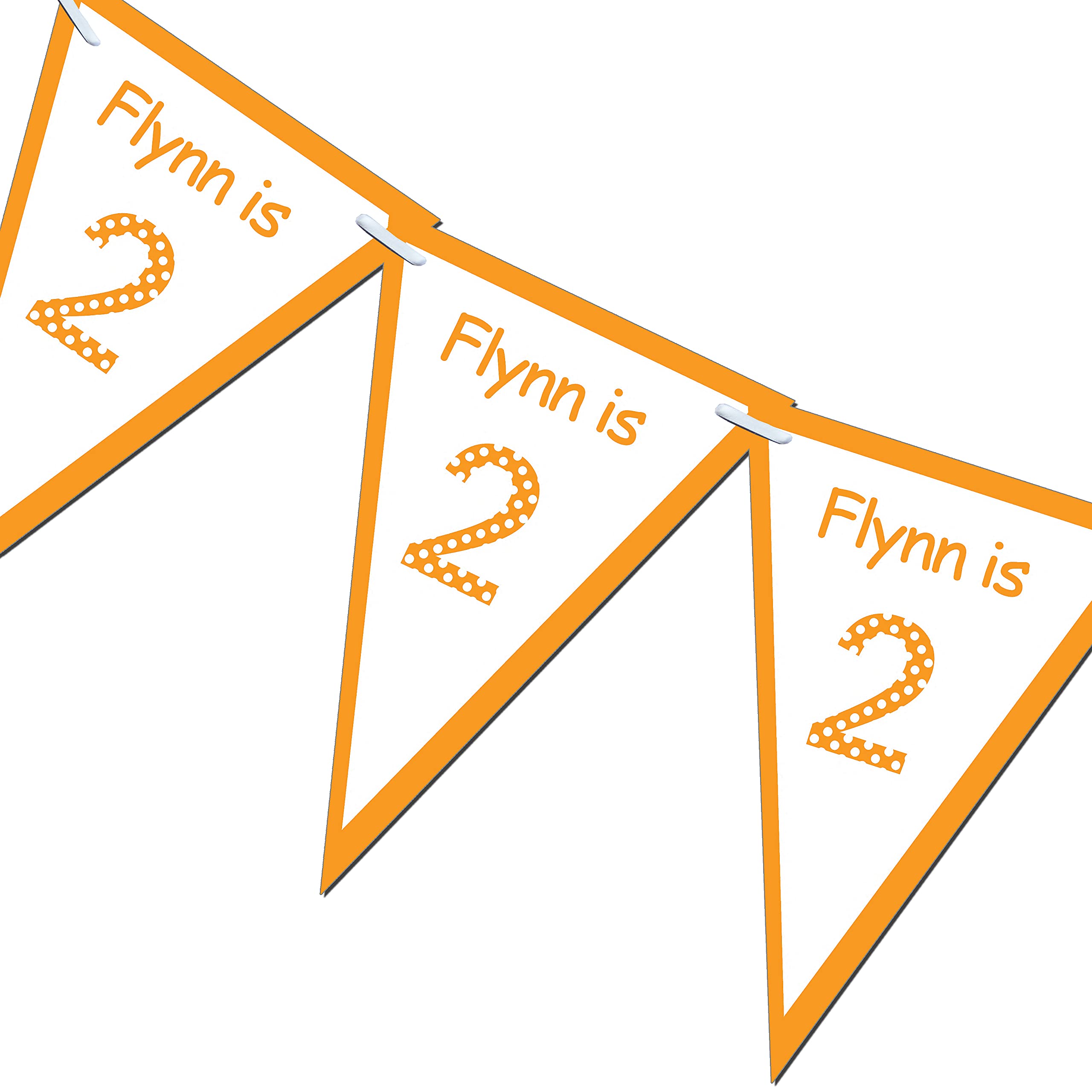 Personalised Birthday Flag Banner Bunting Flags inc ribbon 1st/ 2nd/ 21st/ 18th/ 16th/ 30th/ 40th/ 50th/ 60th No. (Orange)