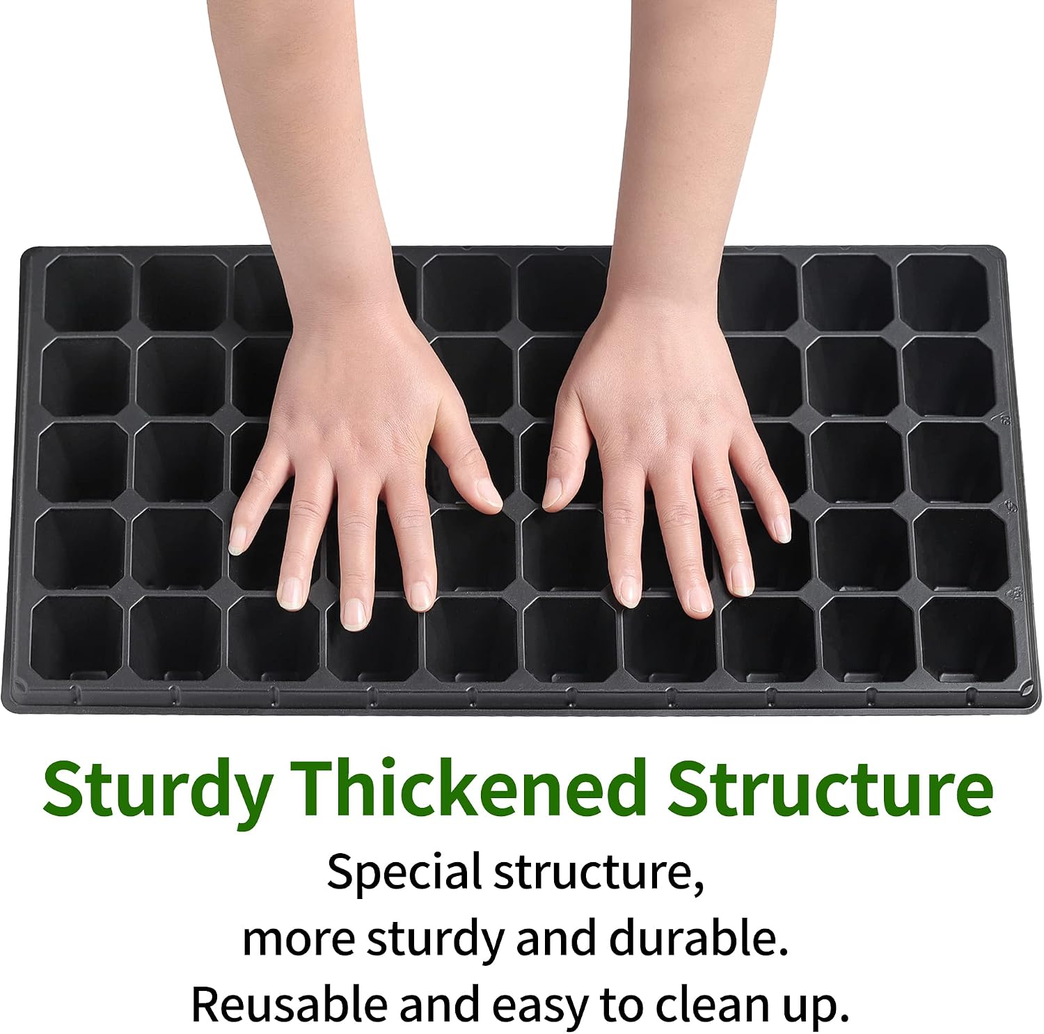 250 Cells 20×10 Inch Seedling Plug Trays - 5 PCS 54x28cm Reusable Seed Starter Container for Nursery Growing Plants Propagation Germination GDPL02L50A 【1.85"x1.85" Grid, 3.5" Depth】50 Grids/Tray