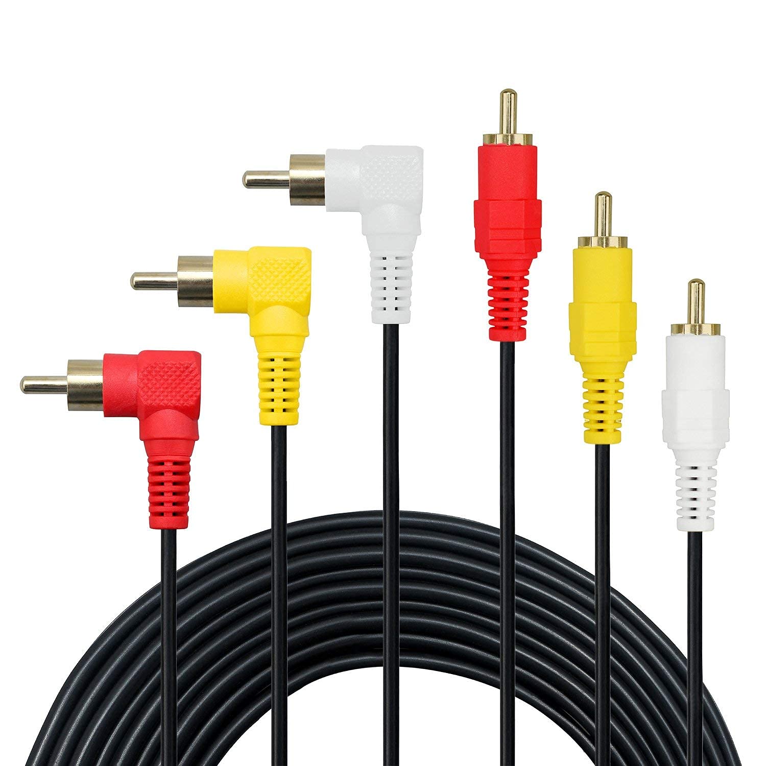 KEBILSHOP 3 RCA Cable Gold Plated 90 Degree Right Angle RCA Audio/Video Cable 3 RCA Male to 3 RCA Male Composite Video Audio A/V AV Cable.1.2 Meter/3.94 feet. (B08KP9T4Y2) Amazon Price History, Amazon Price Tracker
