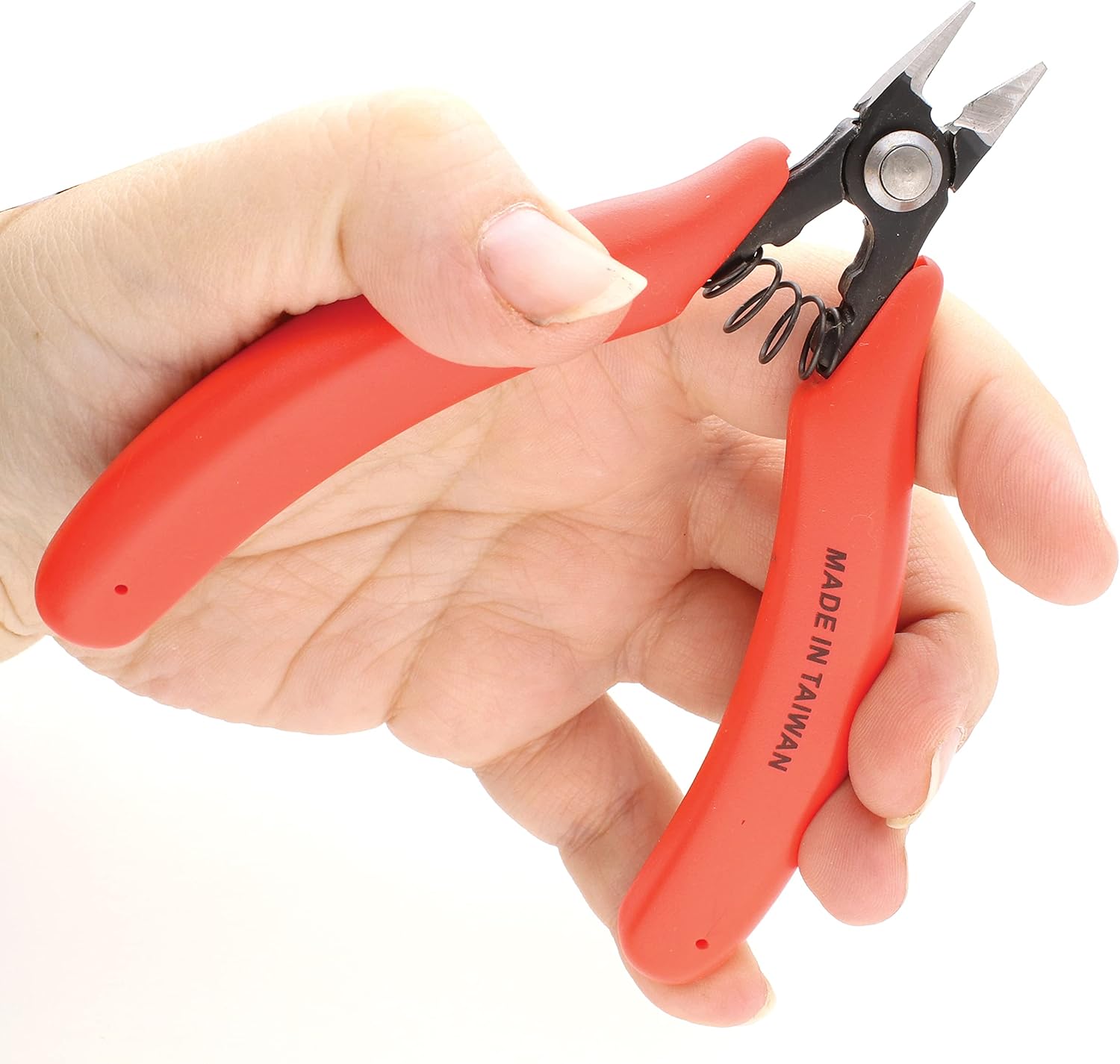 The Beadsmith Ultra Flush Cutter, 5 inches (127mm) with steel blades, orange comfort grip handle with return spring, tool for jewelry making, electronics or micro mechanics