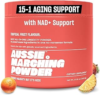 Anti Aging Supplement & Longevity Mix, Nicotinamide Riboside (NR) NAD+ Support with CoQ10, Creatine & L-Theanine, Tropical Flavor Longevity Supplement Powder