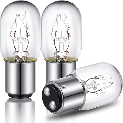 Mudder Light Incandescent Bulb Compatible with Sewing Machine with Push-in Base, 15 W, 120 V (3 Pieces)