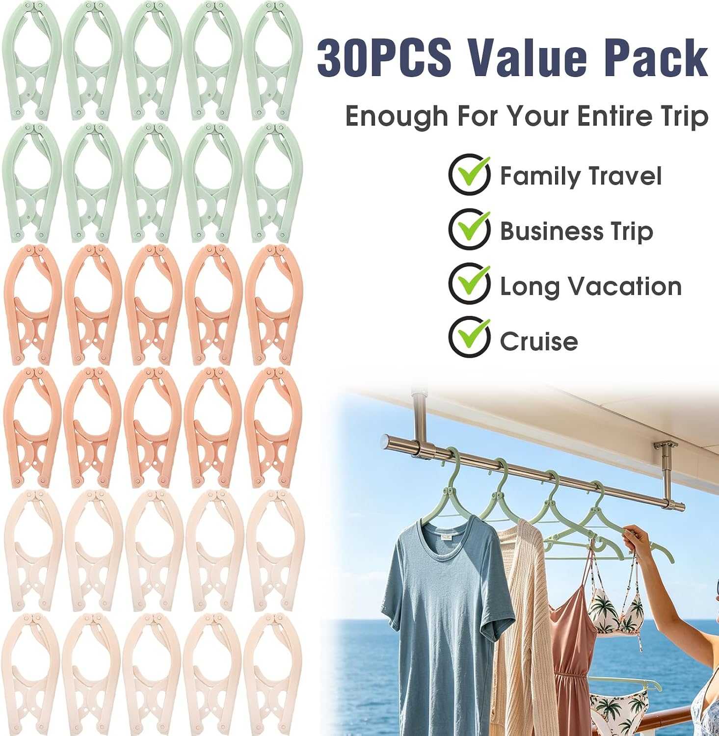 30Pcs Travel Hangers, Portable Foldable Hangers & Collapsible Hanger