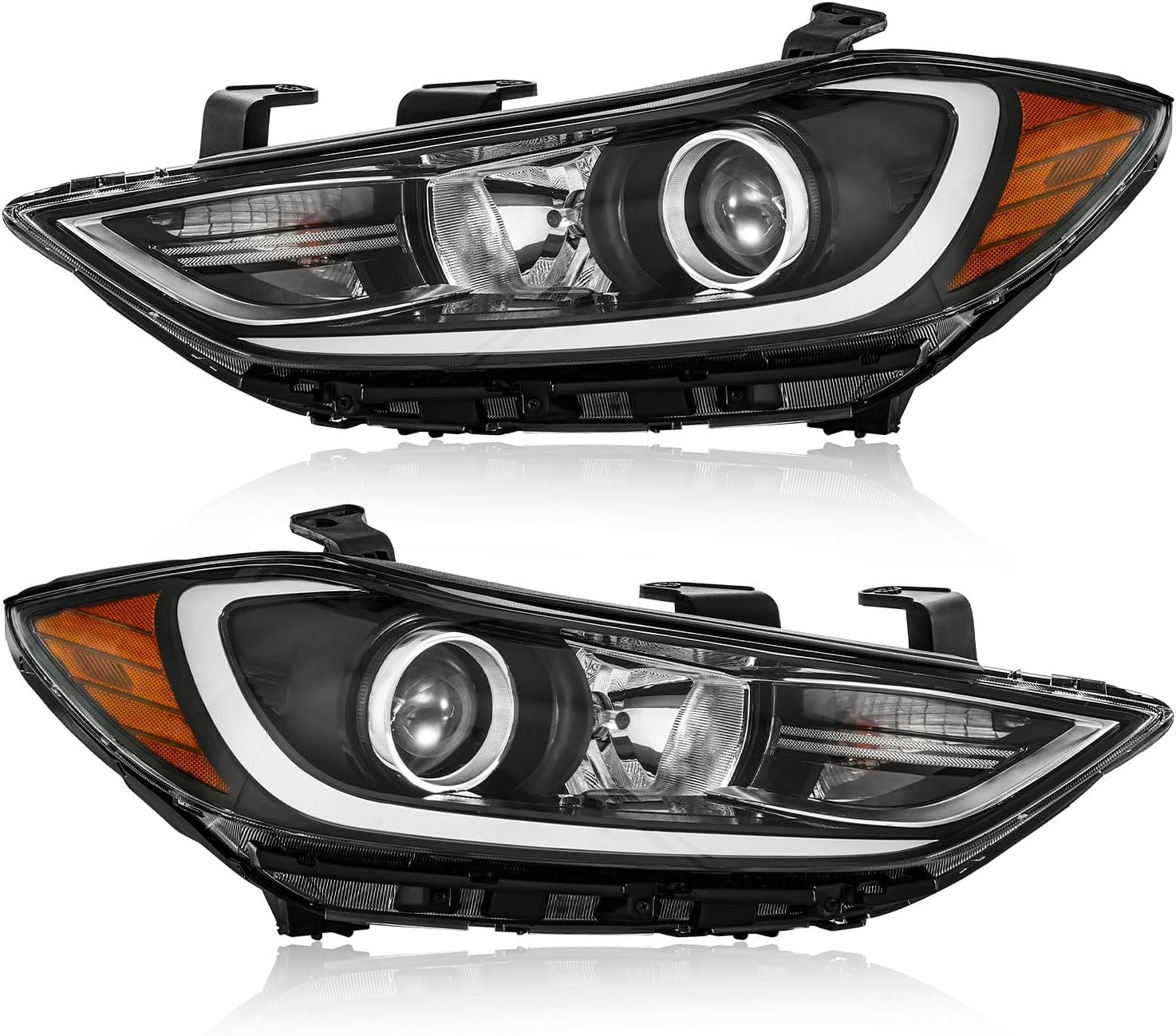 Compatible with 2017-2018 Hyundai Elantra Headlight Without Parking Lamp Halogen & Projector Type 92101-F3010,92102-F3010(Driver & Passenger Side)