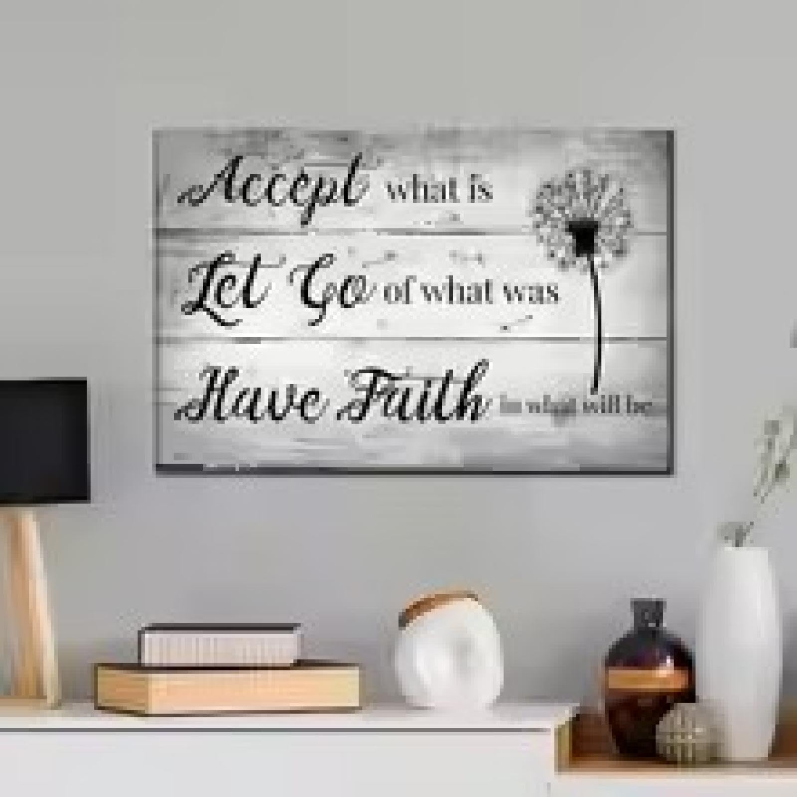 LMYCHENG Lienzo decorativo moderno en blanco y negro con frase Ten fe, póster familiar motivador, pintura para sala de estar, dormitorio, 70 x 100 cm, sin marco