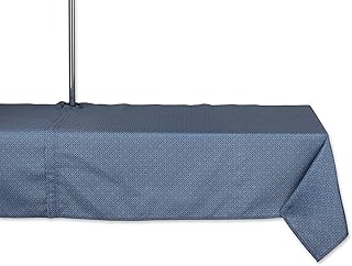 DII Indoor/Outdoor Tabletop Collection Umbrella Hole with Zipper, Machine Washable, Tonal Lattice, Tablecloth, 60x120, French Blue