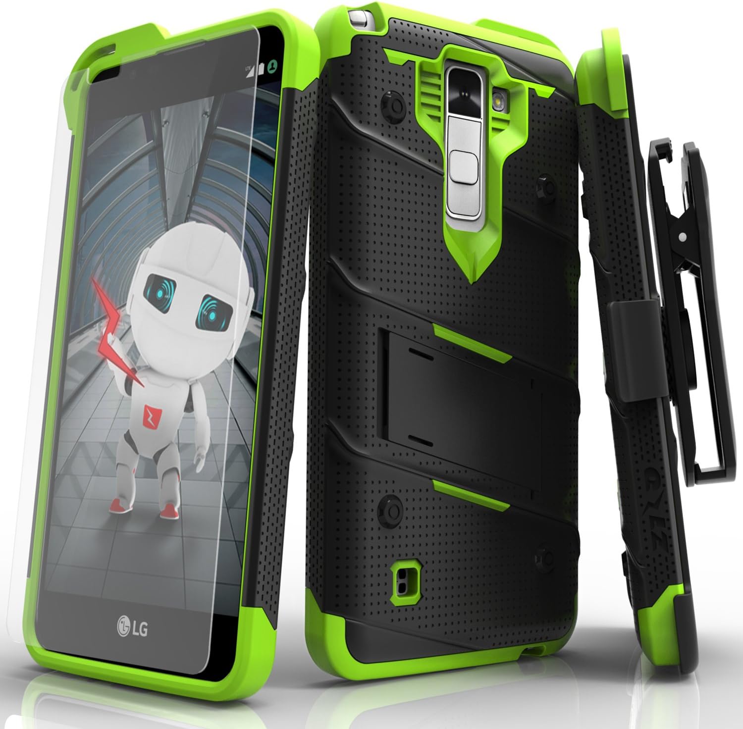 LG Stylo 2 Case, Zizo [Bolt Series] with FREE [LG Stylo 2 Screen Protector] Kickstand [12 ft. Military Grade Drop Tested] Holster Belt Clip - LG LS775