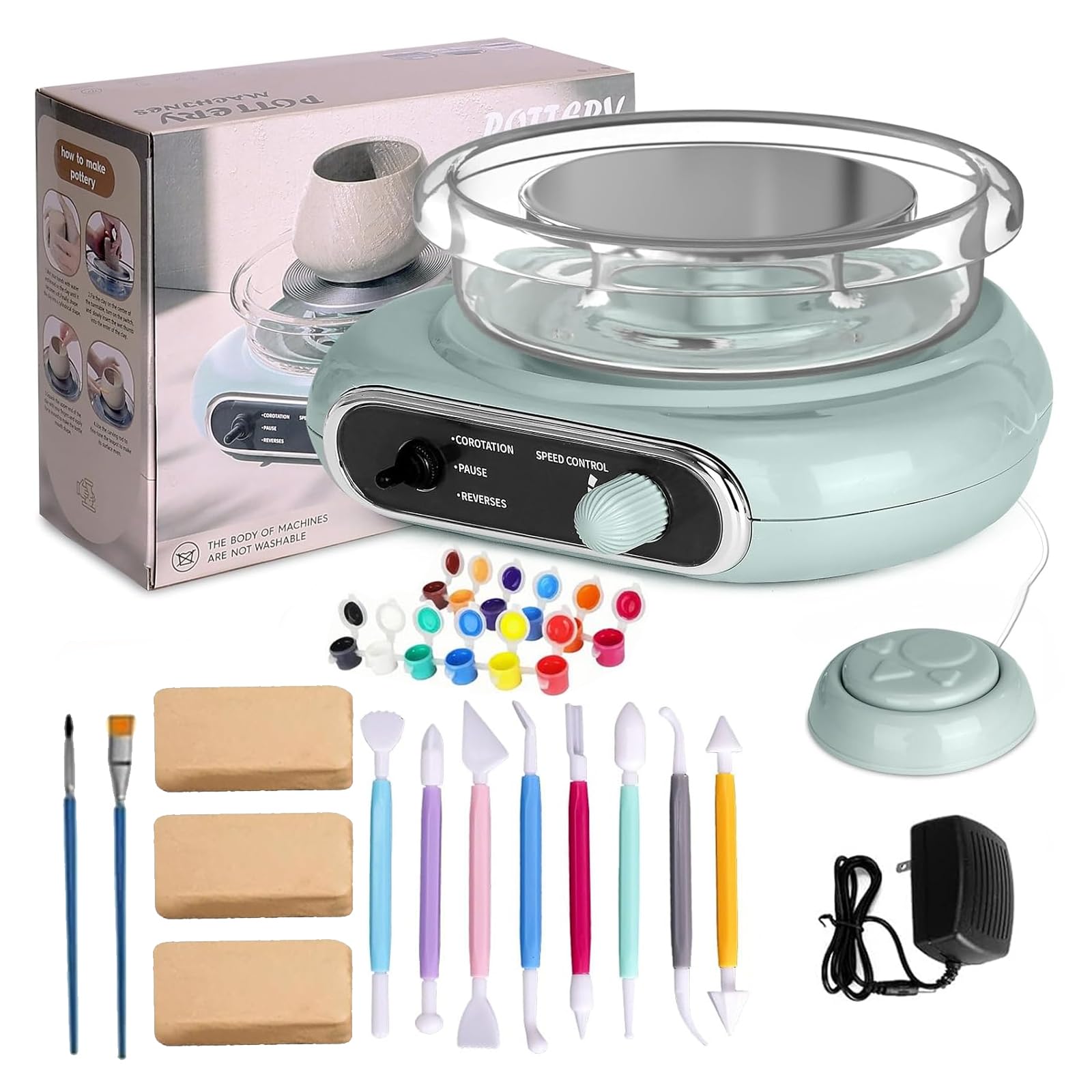 Kit ruota elettrica in ceramica con piatto girevole staccabile e strumenti in argilla per principianti e hobbisti