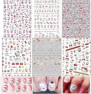 6 Sheets Cute Cartoon Nail Art Stickers Decals 3D Self Adhesive Designer Nail Stickers Kawaii Design Fashion Nail Decals Cute Nail Art Supplies for Women Girls Nail Decorations DIY Manicure (WG6)